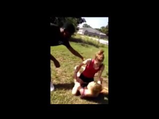 blonde in blue shorts gets beatdown