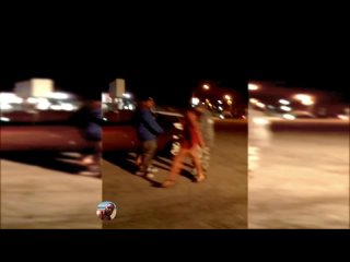 red dress catfights at night in pkg lot