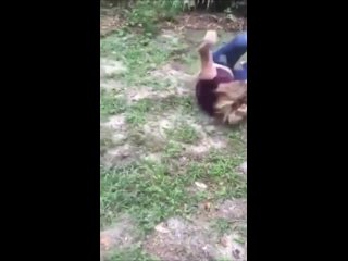 chubby girls fight behind tent at park