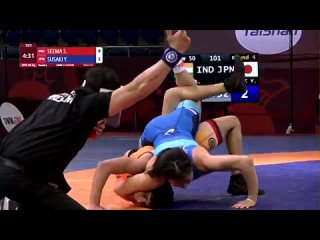 round 4 ww - 50 kg s. seema (ind) v. y. susaki (jpn)