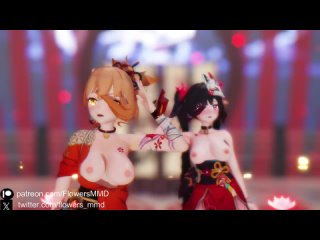 (genshin impact honkai star rail) sparkle and yoimiya - naughty